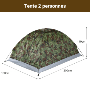 Tente 2 Places Trekking 1,2kg – Ultra-Légère – Tente Été Bivouac & Festival, Montage Rapide – Compacte