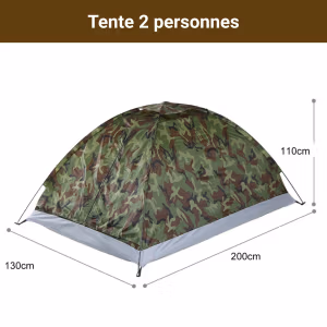 Tente 2 Places Trekking 1,2kg – Ultra-Légère – Tente Été Bivouac & Festival, Montage Rapide – Compacte