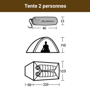 Tente 2 Places Trekking Blanche – Ultra-Légère – Tente Bivouac Étanche & Compacte, Randonnée Montagne – Montage Rapide & Robuste