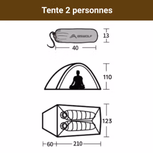 Tente 2 Places Trekking Blanche – Ultra-Légère – Tente Bivouac Étanche & Compacte, Randonnée Montagne – Montage Rapide & Robuste