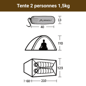 Tente 2 Places Trekking Blanche – Ultra-Légère – Tente Bivouac Étanche & Compacte, Randonnée Montagne – Montage Rapide & Robuste