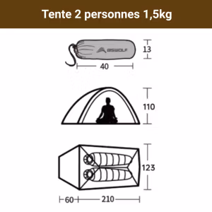 Tente 2 Places Trekking Blanche – Ultra-Légère – Tente Bivouac Étanche & Compacte, Randonnée Montagne – Montage Rapide & Robuste