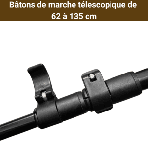 Bâtons de Marche Télescopiques 62-135cm (La Paire) – Bâtons Randonnée & Trekking Légers, Antichoc & Poignée Confort